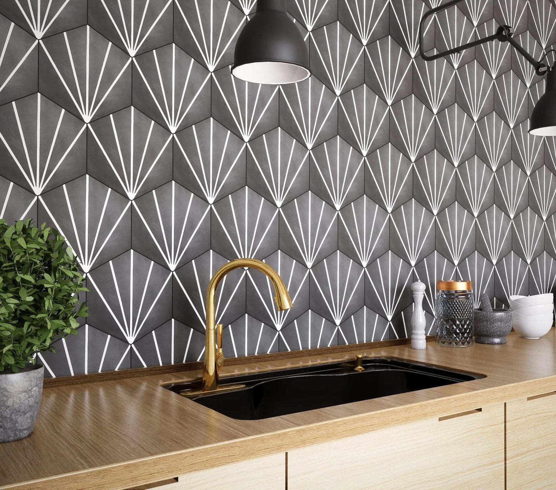Black Hex Tiles