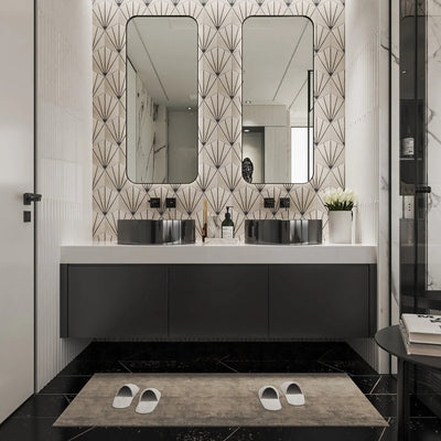 How To Style A Bold And Beautiful Black Hexagon Tile Bathroom