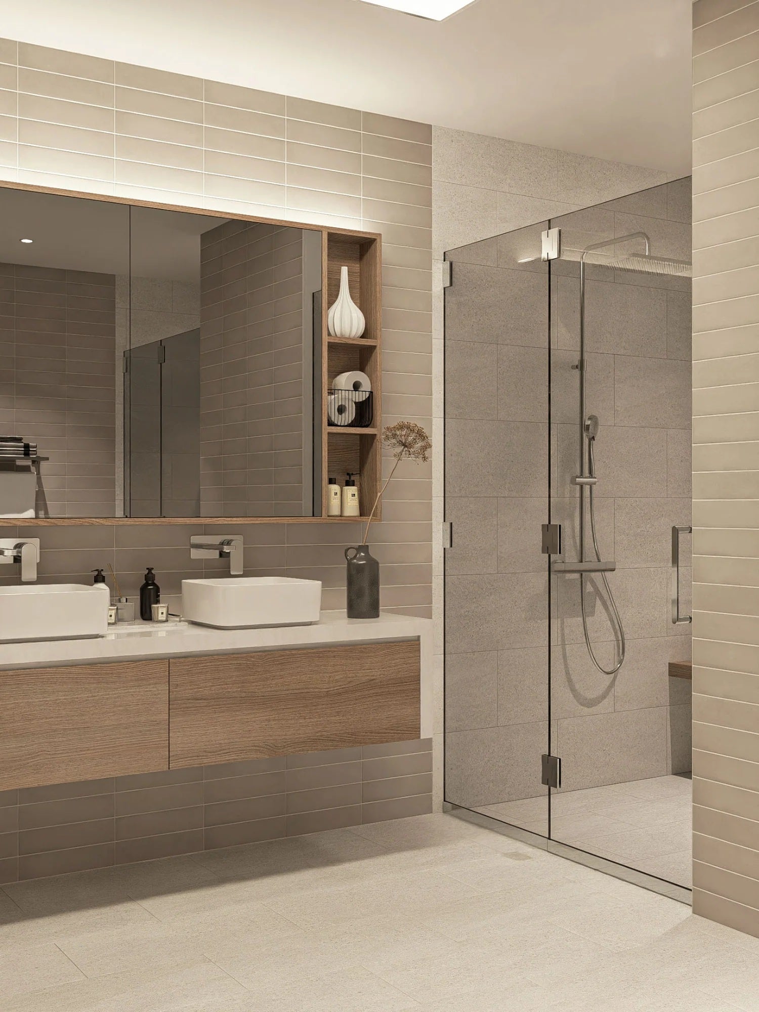 Porcelain Beige Bathroom Tiles