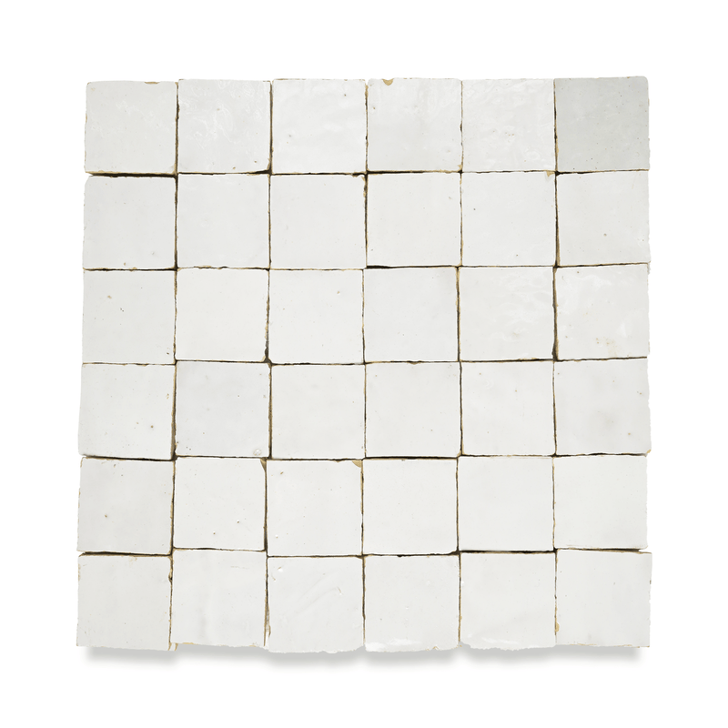 Soft White Zellige Tile - 2x2 Mosaic