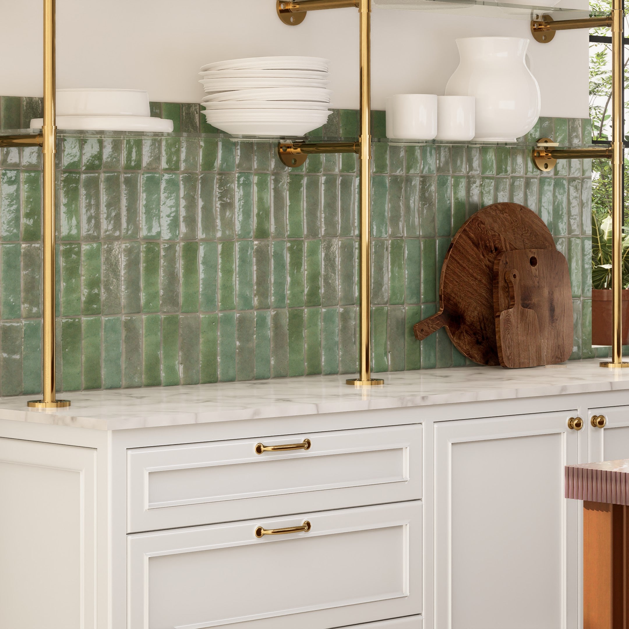 Agave Green Zellige Tile 2x6 Bejmat: Handcrafted Beauty – LiLi Tile