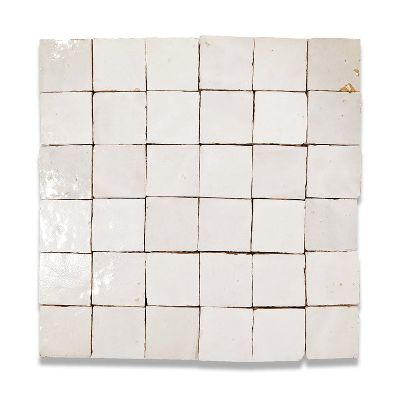 Magnolia White Zellige Tile - 2x2 Mosaic