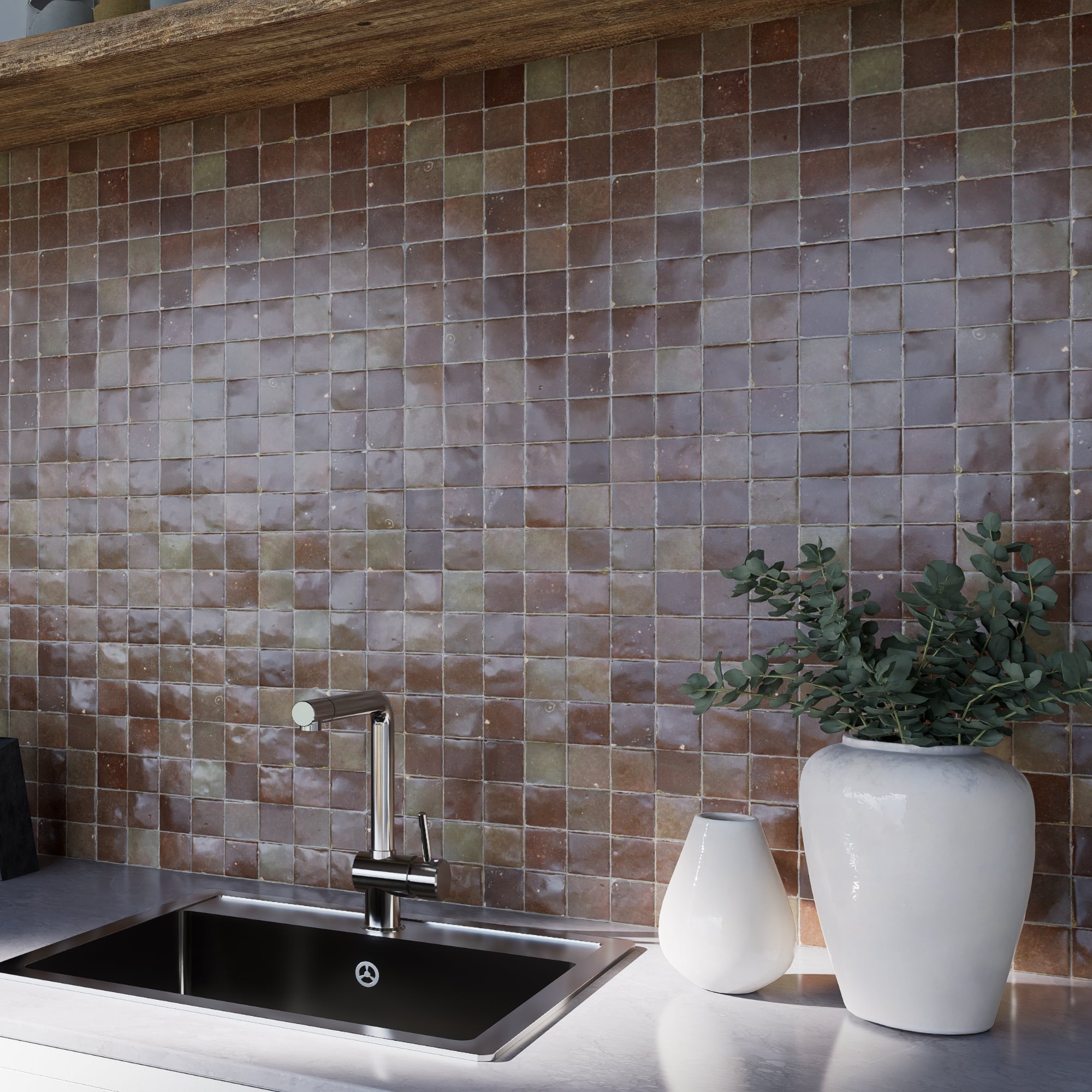 Aubergine Zellige Tile - 2x2 Mosaic – LiLi Tile