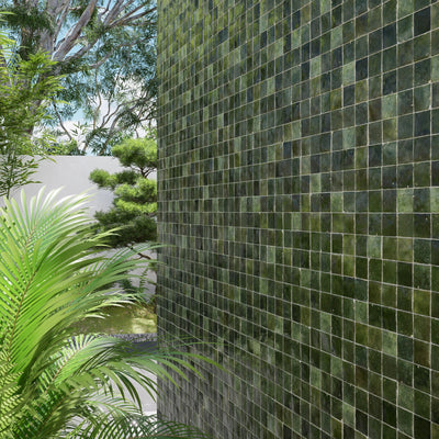 Olive Green Zellige Tile - 2x2 Mosaic
