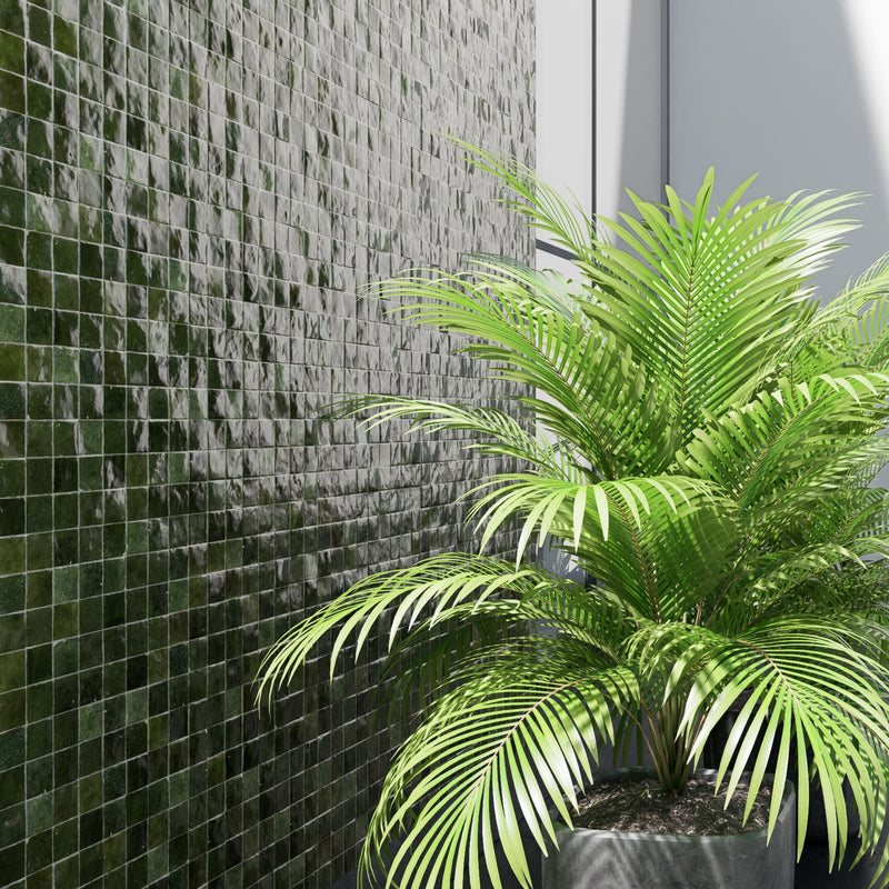 Olive Green Zellige Tile - 2x2 Mosaic
