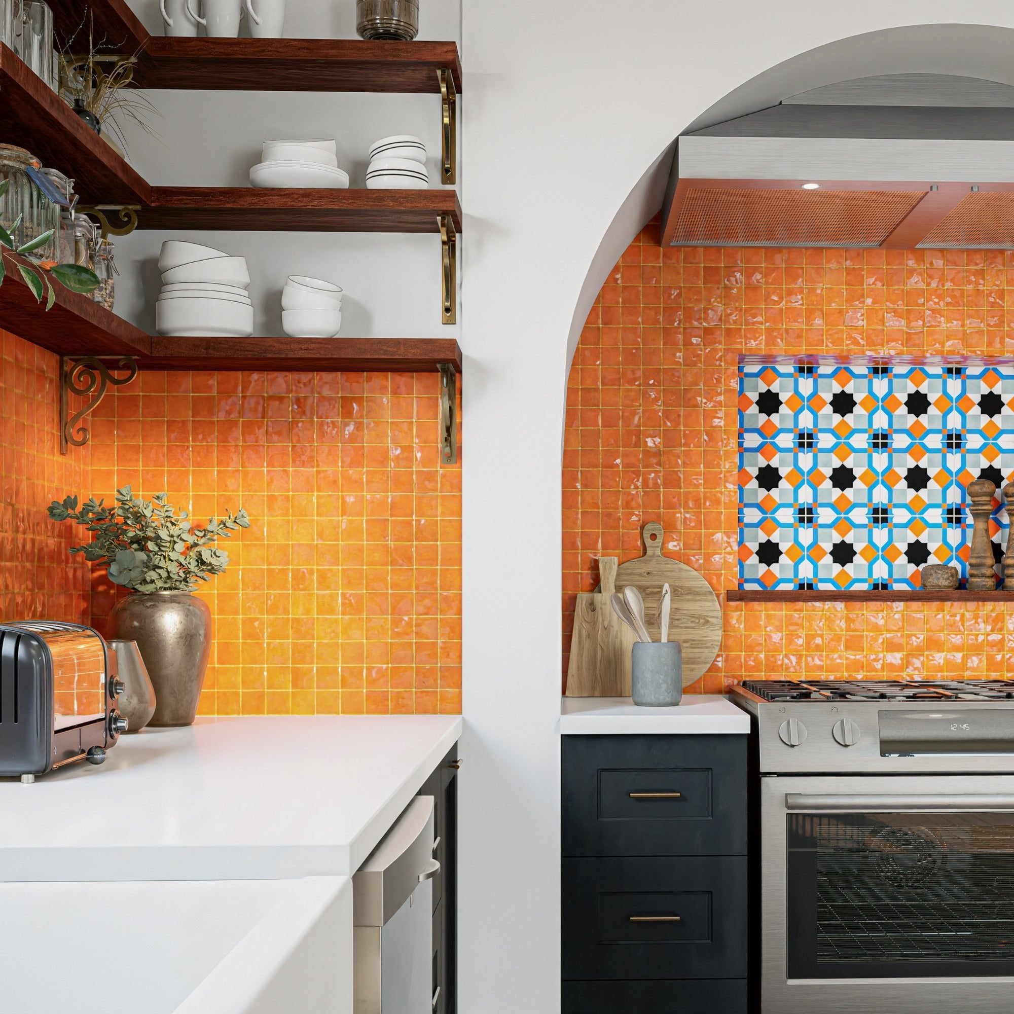 Persimmon Orange Zellige Tile - 2x2 Mosaic – LiLi Tile