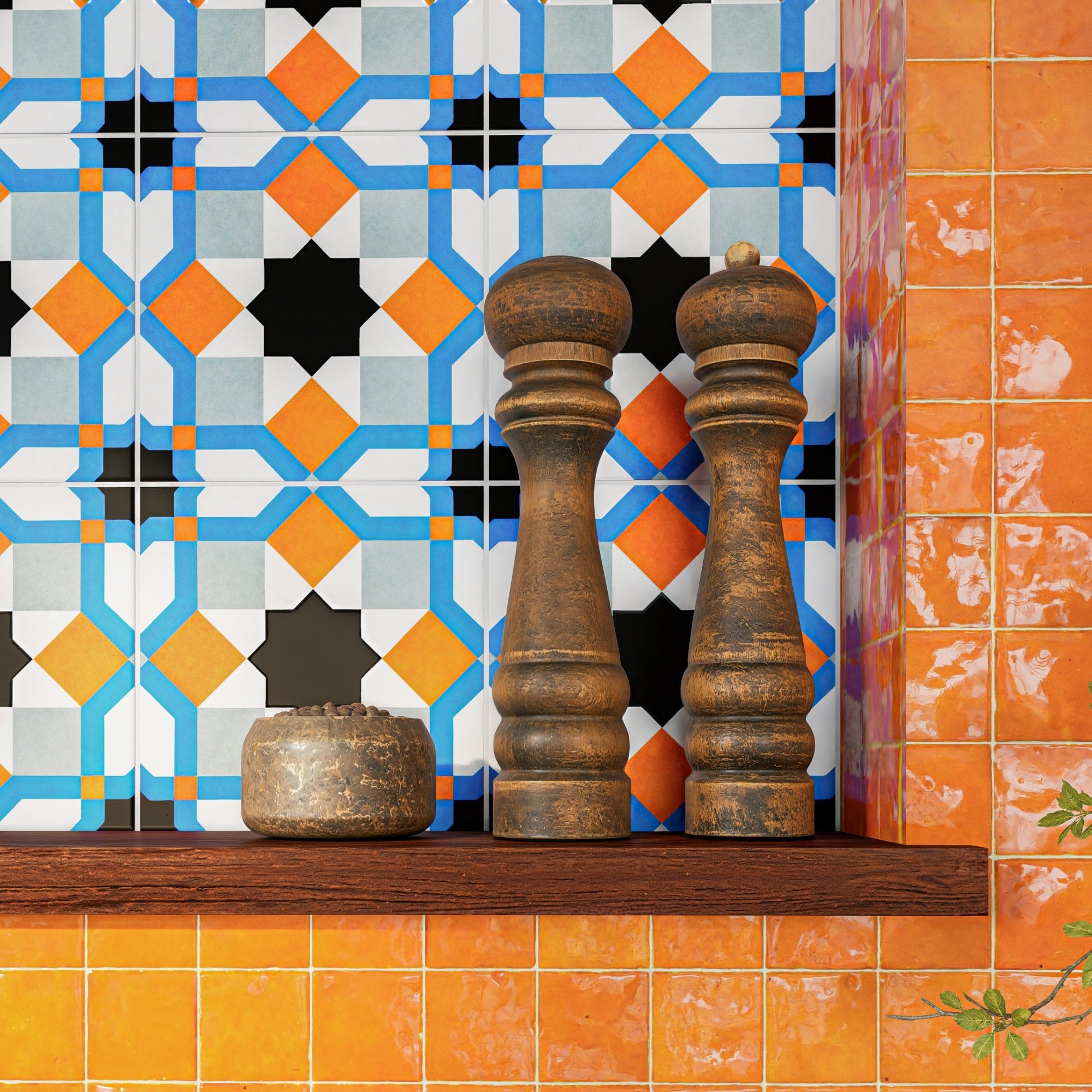 Persimmon Orange Zellige Tile - 2x2 Mosaic – LiLi Tile
