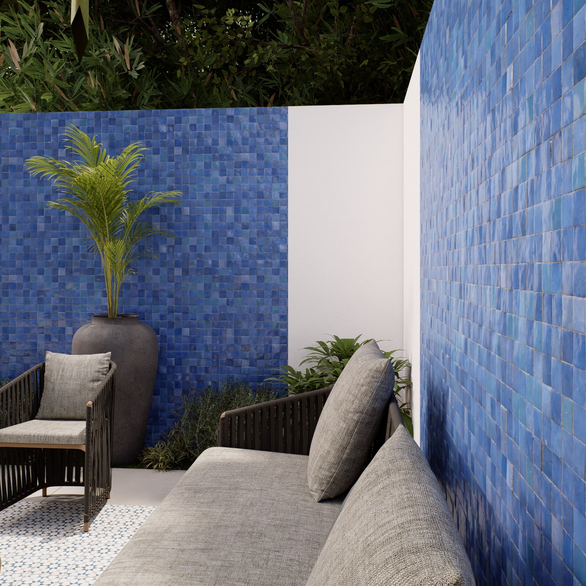 Sapphire Blue Zellige Tile - 2x2 Mosaic – LiLi Tile
