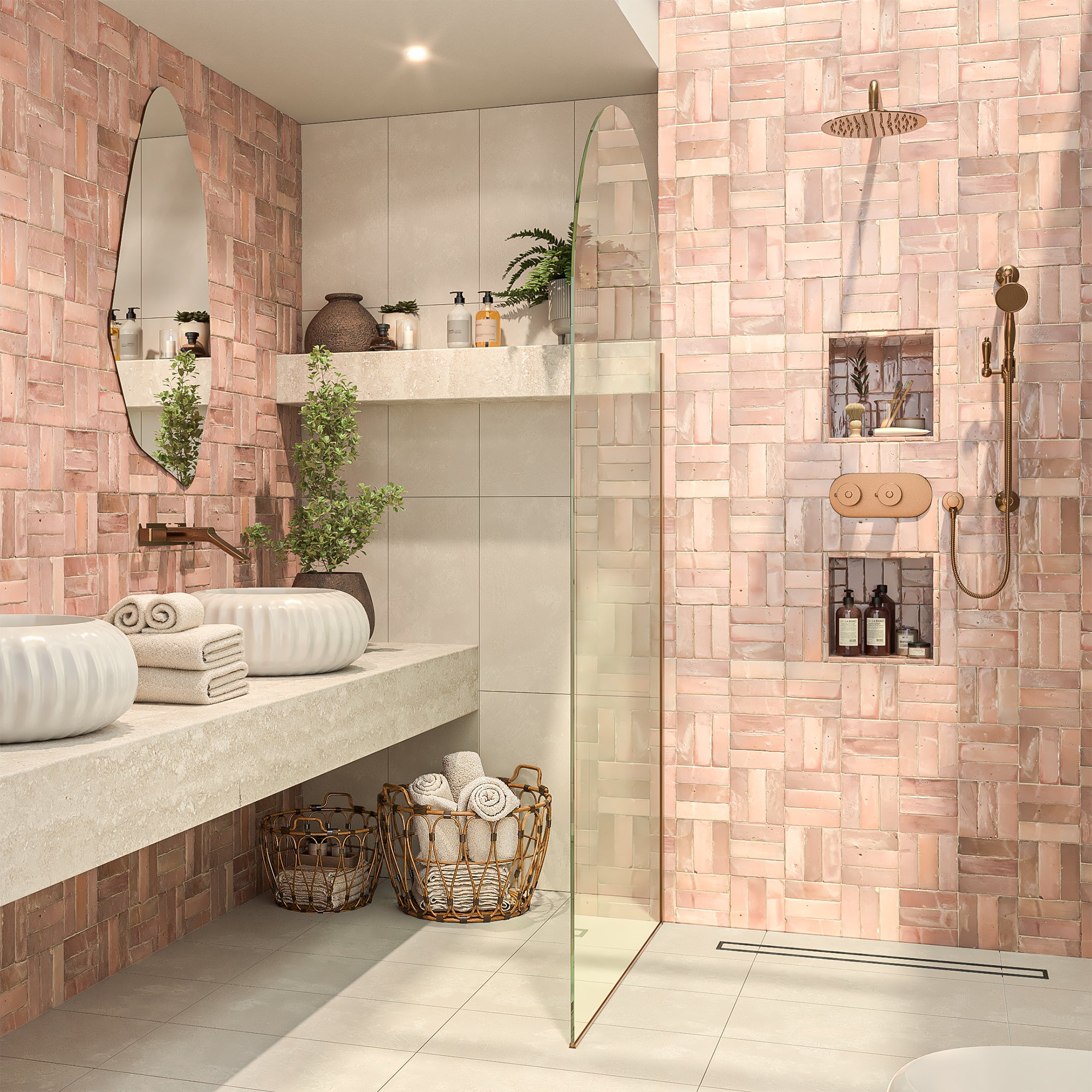 Desert Rose Zellige Tile 2x6 Bejmat – Elegant Moroccan Tiles