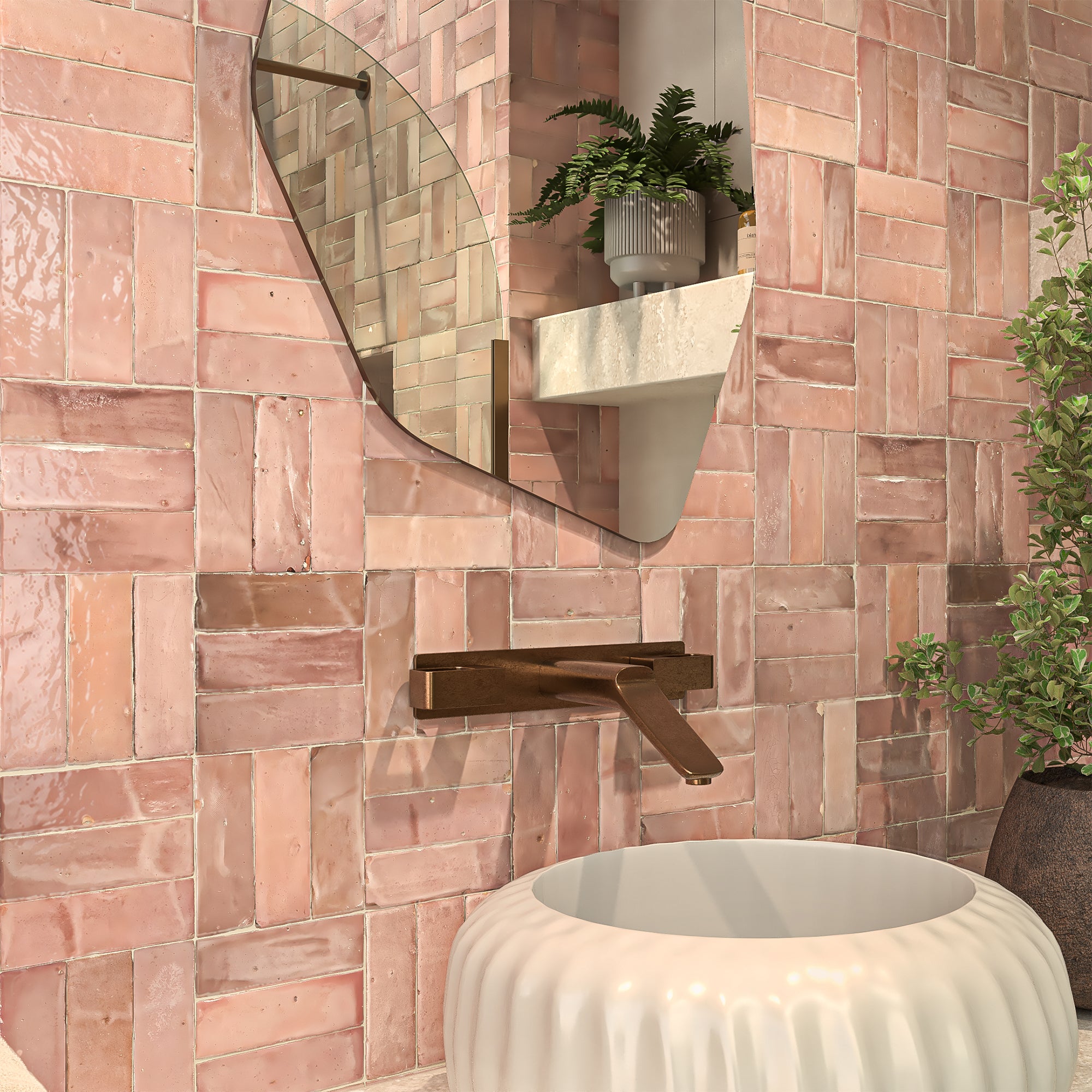 Desert Rose Zellige Tile 2x6 Bejmat – Elegant Moroccan Tiles