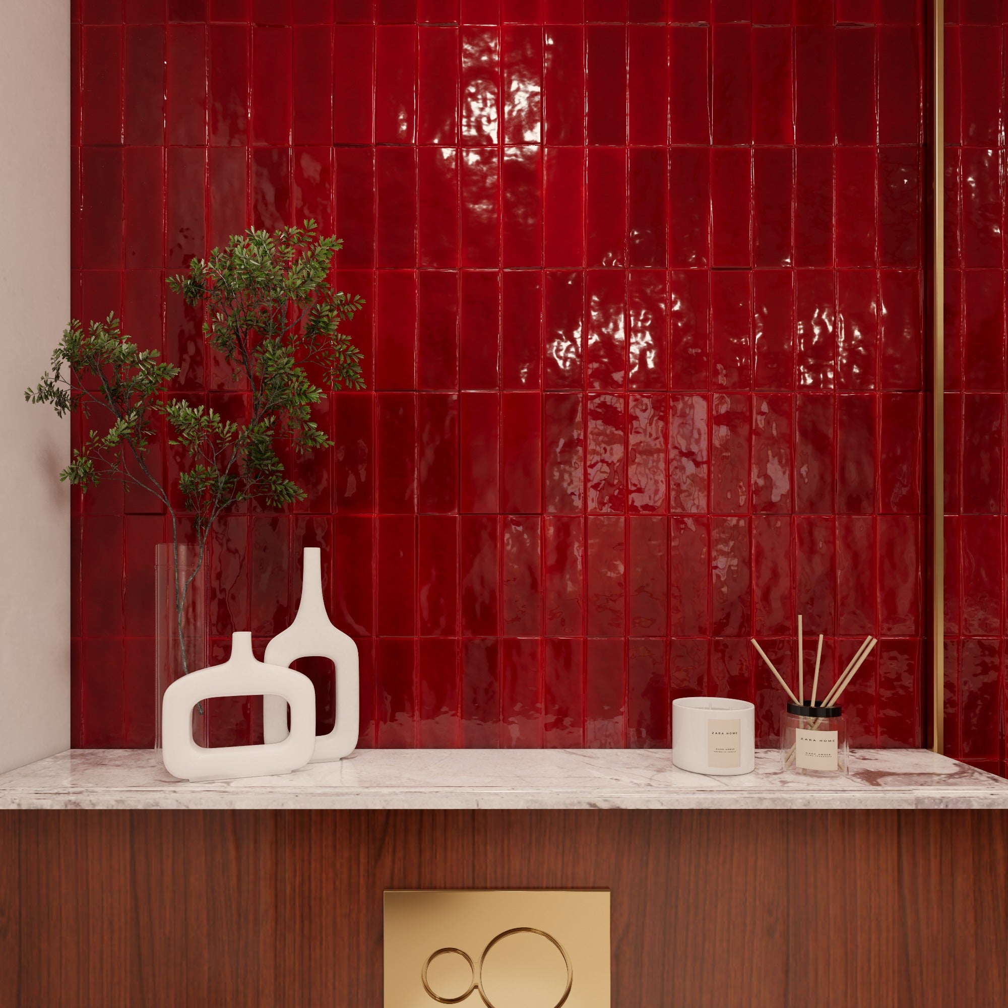 Paprika Red Zellige Tile 2x6 Bejmat: Vibrant Hue for Space – LiLi Tile