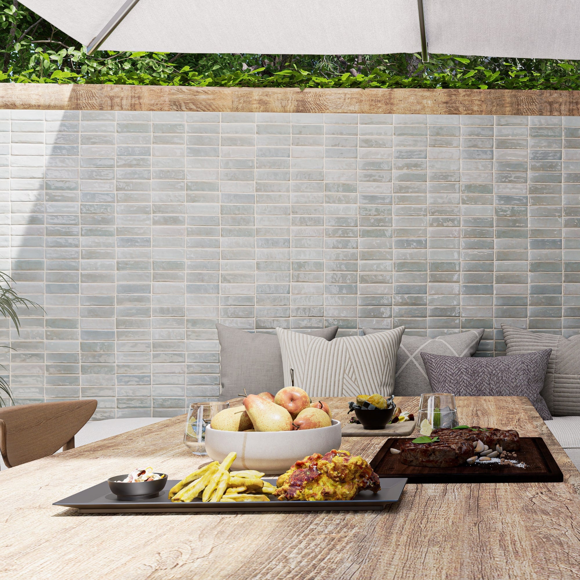 Sardine Blue Zellige Tile - 2x6 Bejmat – LiLi Tile