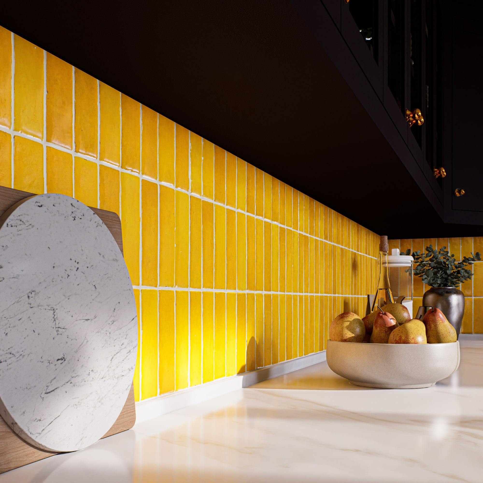 【ツル】3PLY オーストリッチ　黄色 Turmeric Zellige Tile - Stylish Bejmat 2x6 Design Option – LiLi Tile