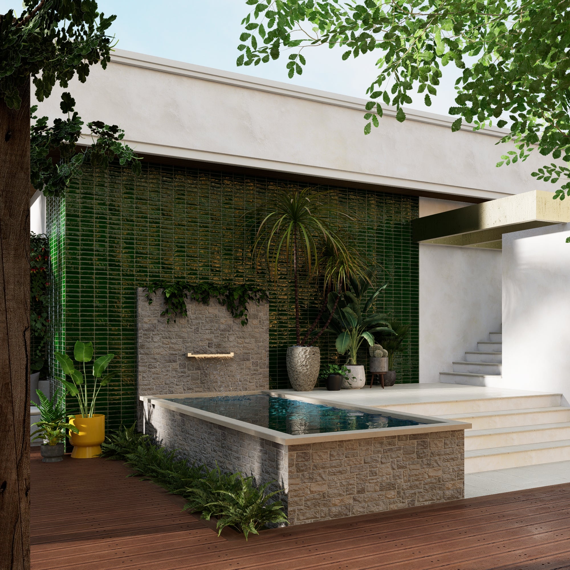 Medina Emerald Zellige Tile - Handcrafted Clay Bejmat (2x6) – LiLi