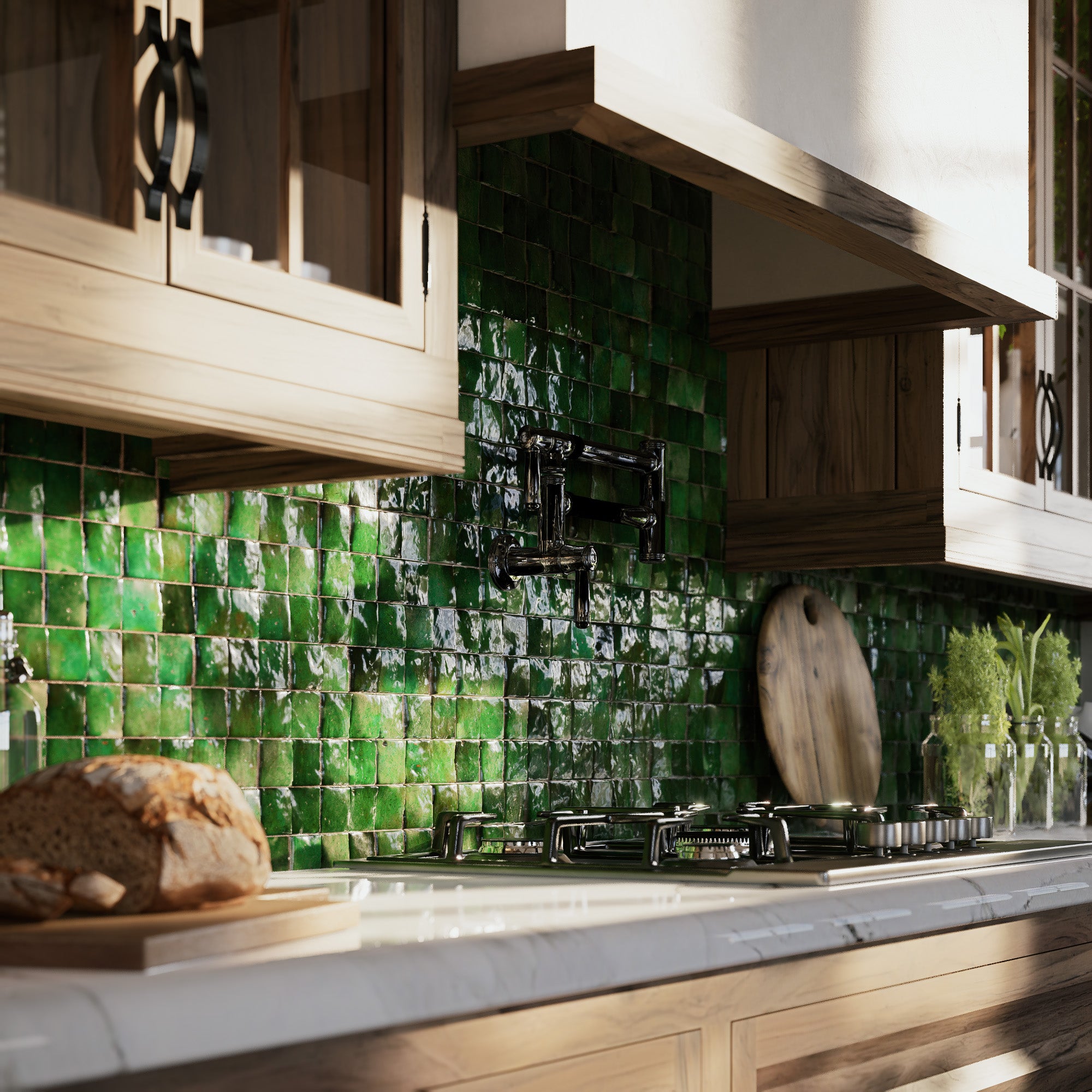 Medina Emerald Zellige Tile 2x2 Mosaic: Unique and Stylish – LiLi Tile