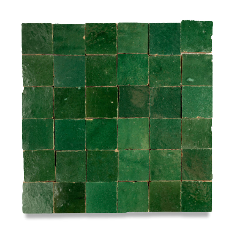 Medina Emerald Zellige Tile - 2x2 Mosaic