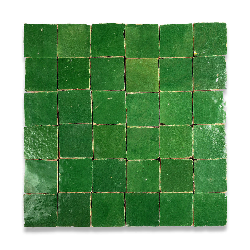 Cactus Green Zellige Tile - 2x2 Mosaic