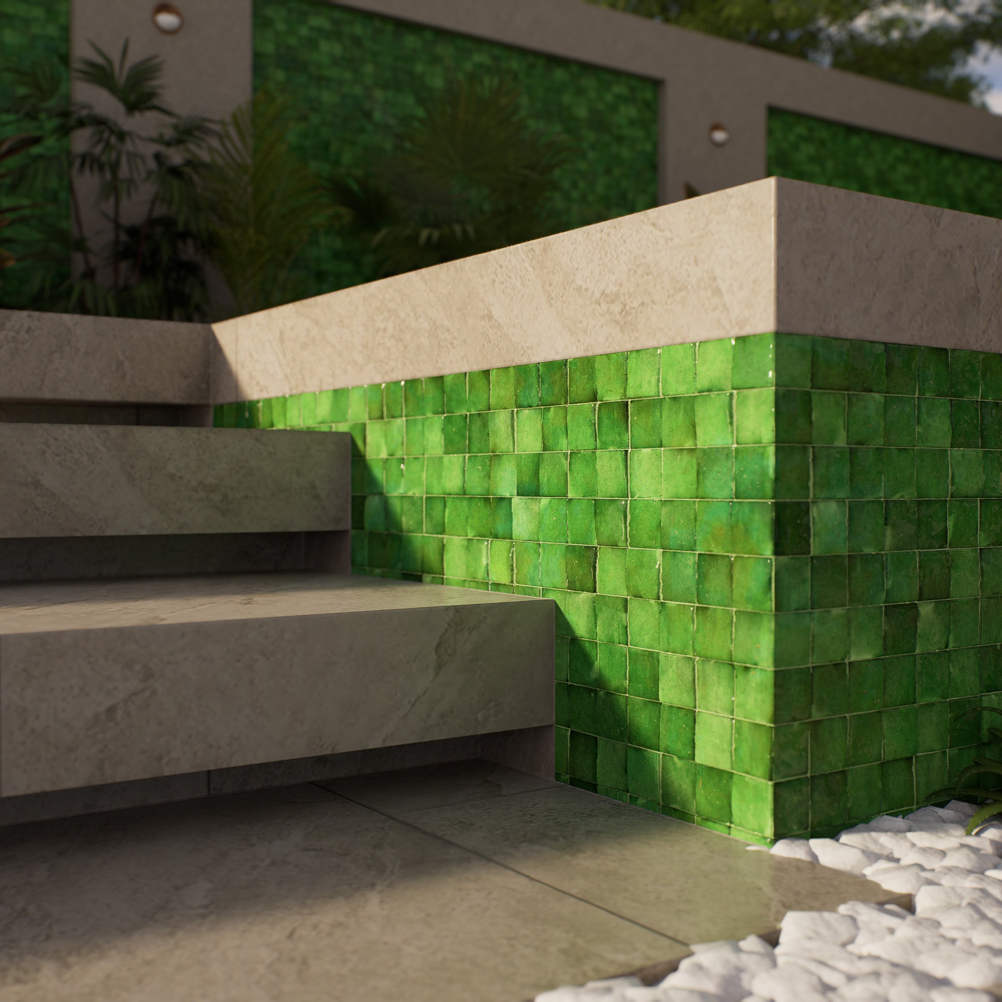 Cactus Green Zellige Tile 2x2 Mosaic: Vibrant Tile Option – LiLi Tile