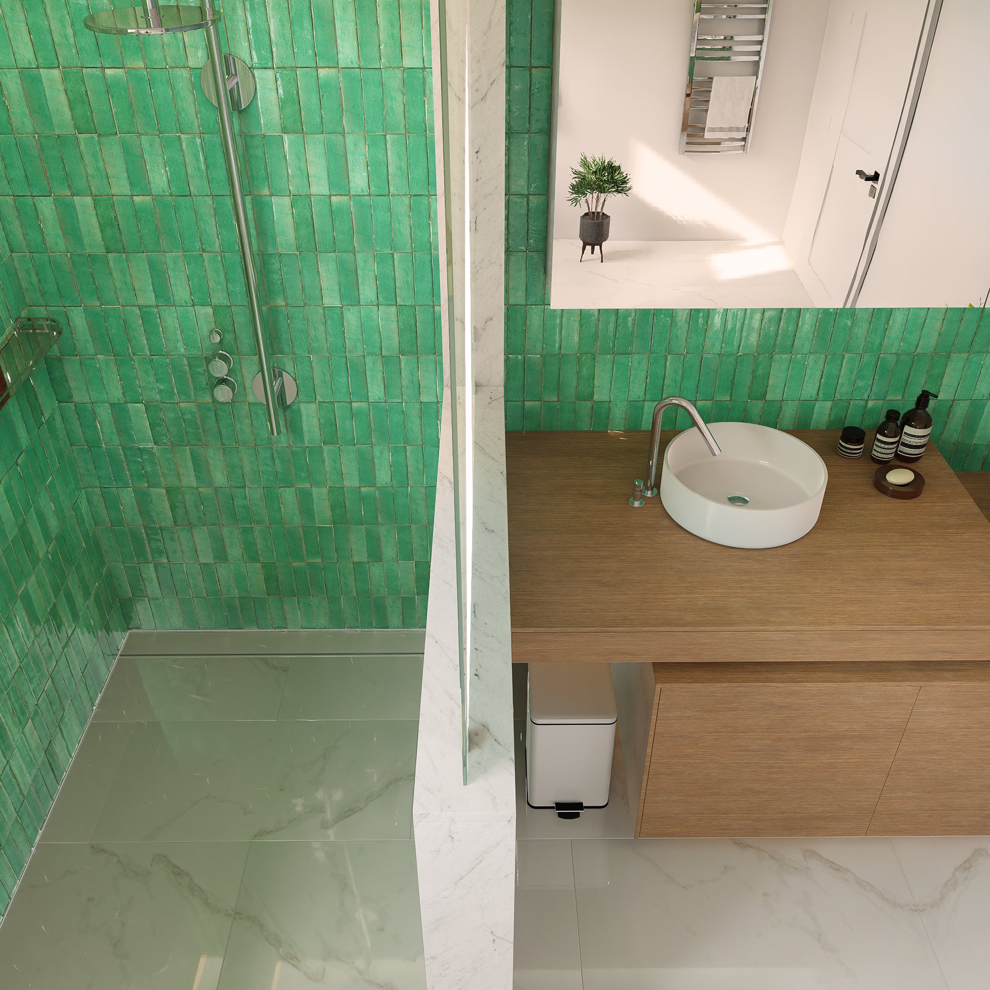 River Green Zellige Tile 2x6 - Bejmat | Premium Moroccan Tiles
