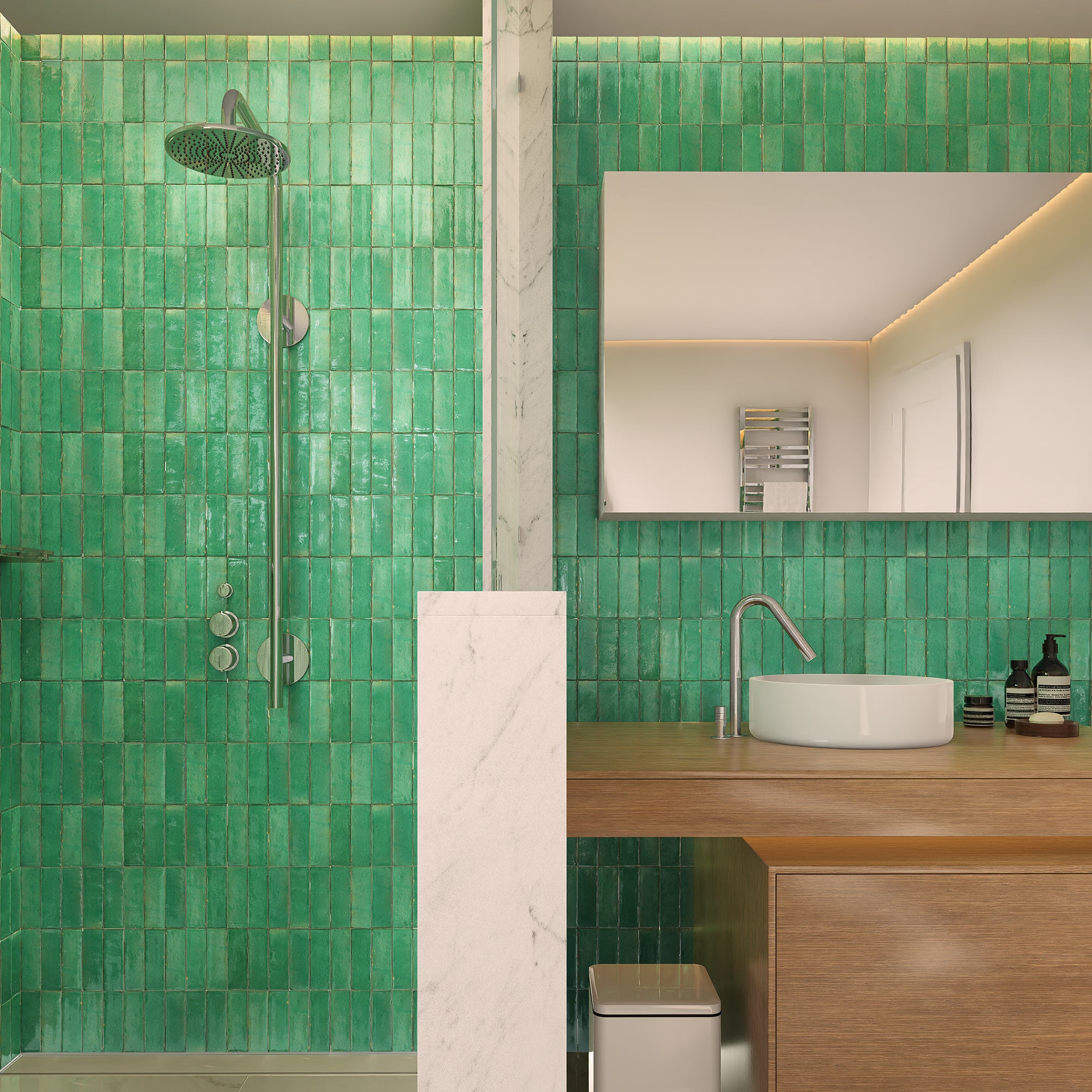 River Green Zellige Tile 2x6 - Bejmat | Premium Moroccan Tiles