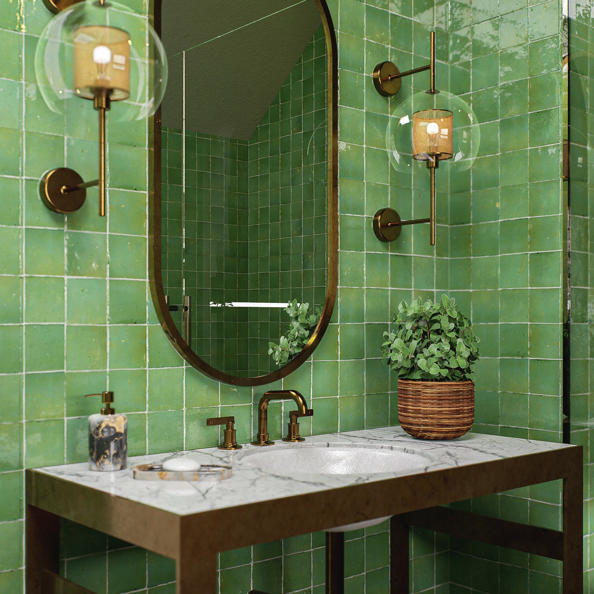 Mint Leaf Zellige Tile 4x4 Square : Elevate Your Design – LiLi Tile