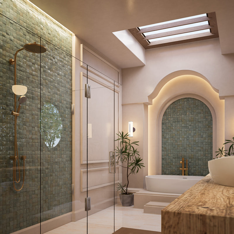 Moroccan Jade Zellige Tile - 2x2 Mosaic