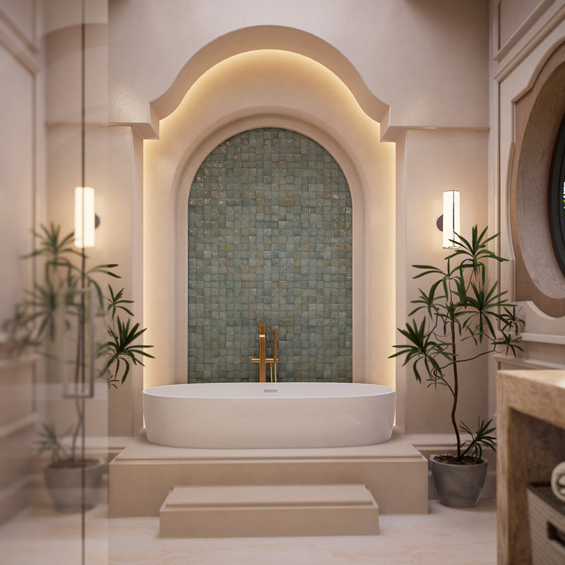 Moroccan Jade Zellige Tile - 2x2 Mosaic