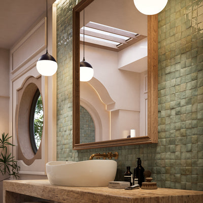 Moroccan Jade Zellige Tile - 2x2 Mosaic