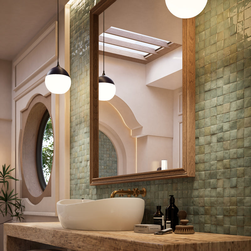 Moroccan Jade Zellige Tile - 2x2 Mosaic