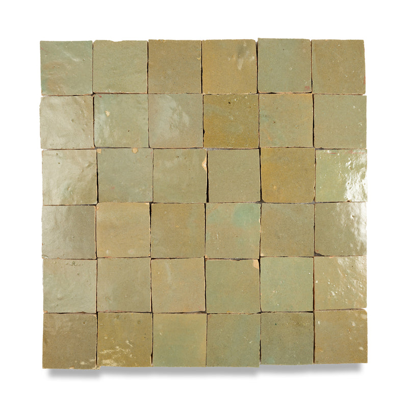 Thyme Green Zellige Tile - 2x2 Mosaic