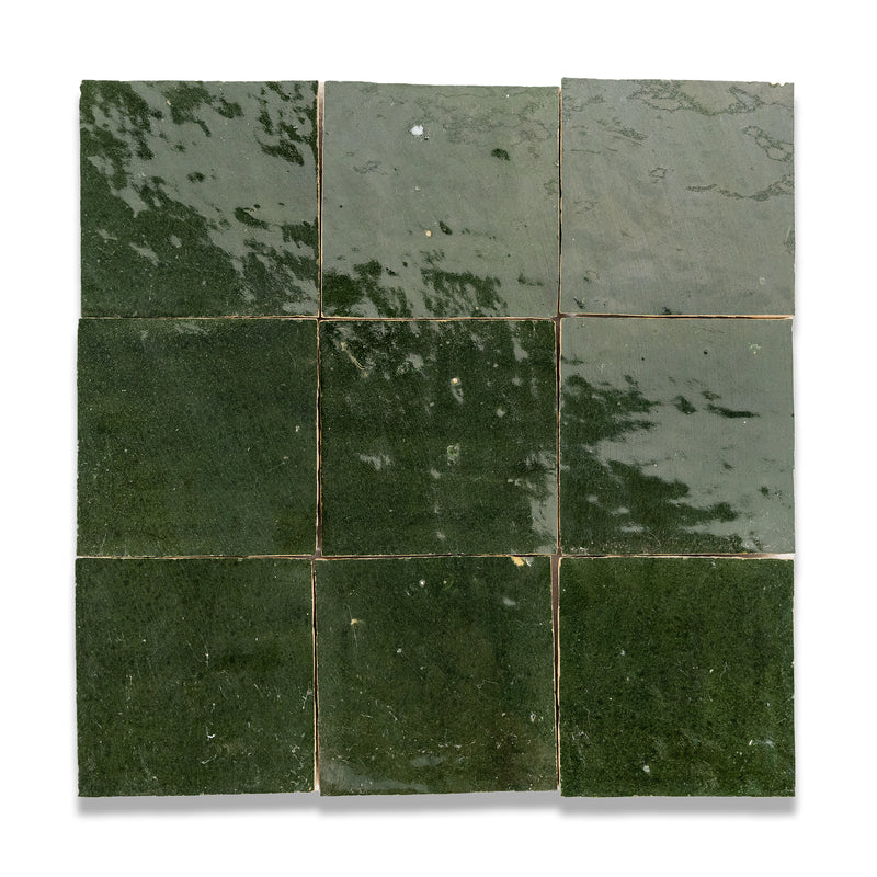 Olive Green Zellige Tile - 4x4 Square