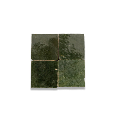 Olive Green Zellige Tile - 2x2 Mosaic