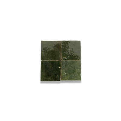 Olive Green Zellige Tile - 2x2 Mosaic