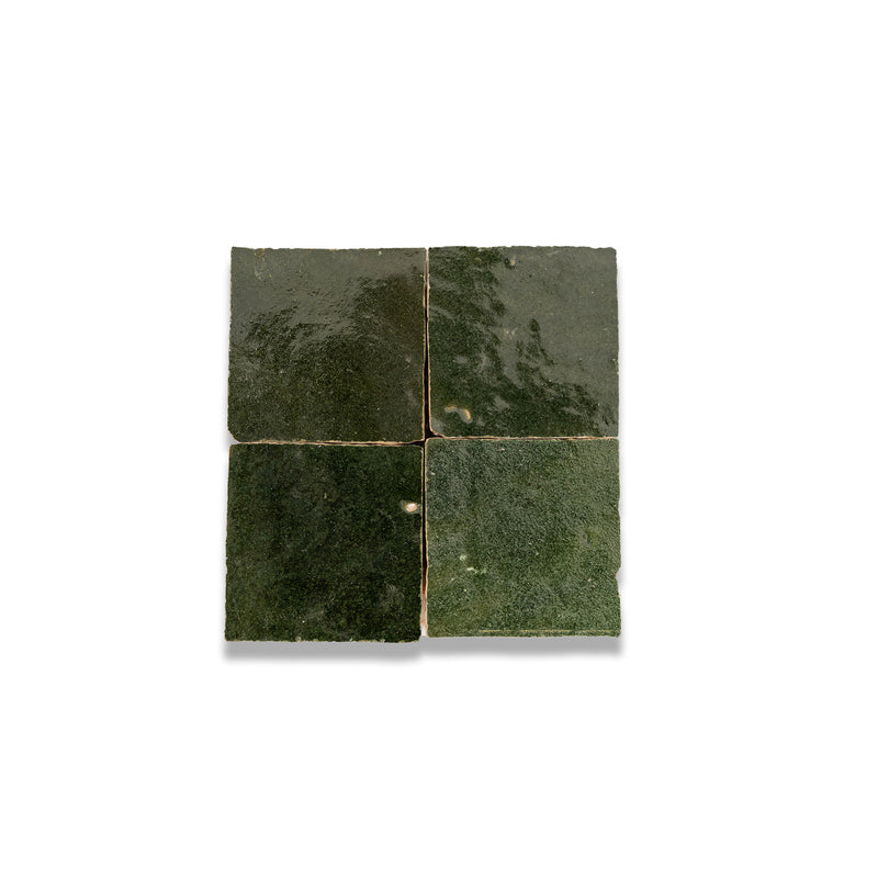 Olive Green Zellige Tile - 2x2 Mosaic