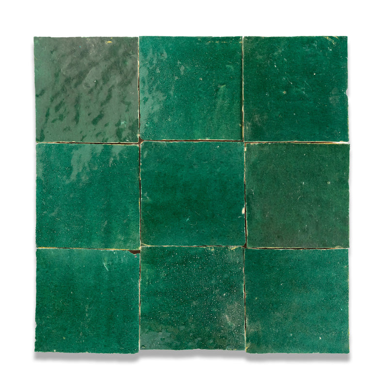 Beetle Green Zellige Tile - 4x4 Square