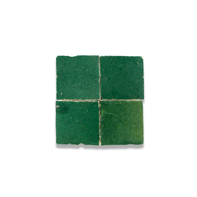 Beetle Green Zellige Tile - 2x2 Mosaic