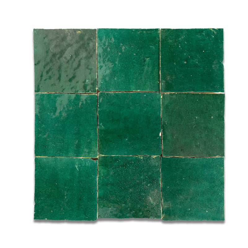 Beetle Green Zellige Tile - 4x4 Square