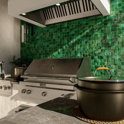 Beetle Green Zellige Tile - 2x2 Mosaic