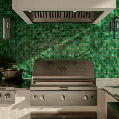 Beetle Green Zellige Tile - 2x2 Mosaic