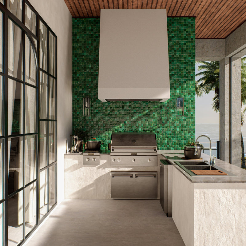 Beetle Green Zellige Tile - 2x2 Mosaic