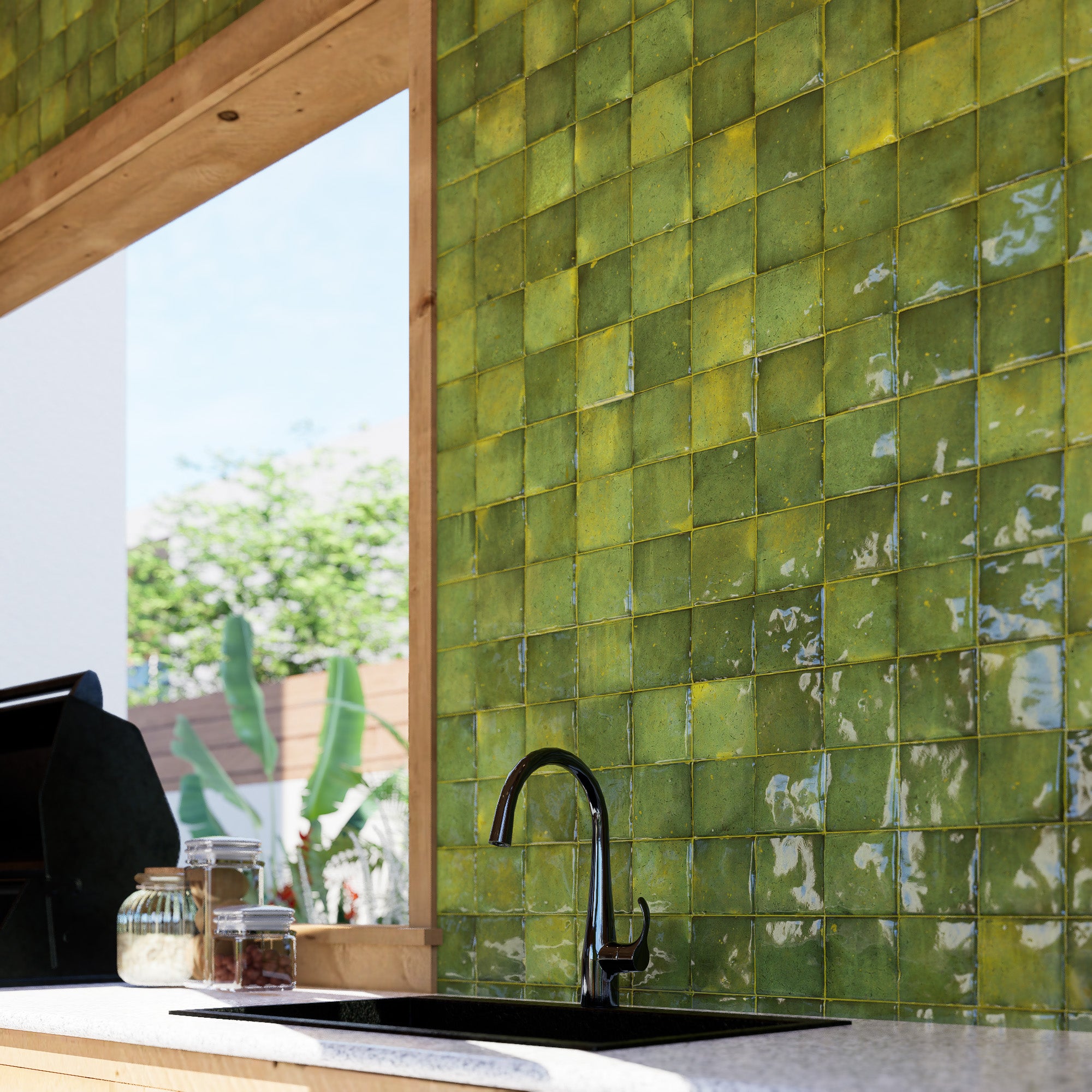 Cardamom Green Zellige Tile - 4x4 Square – LiLi Tile