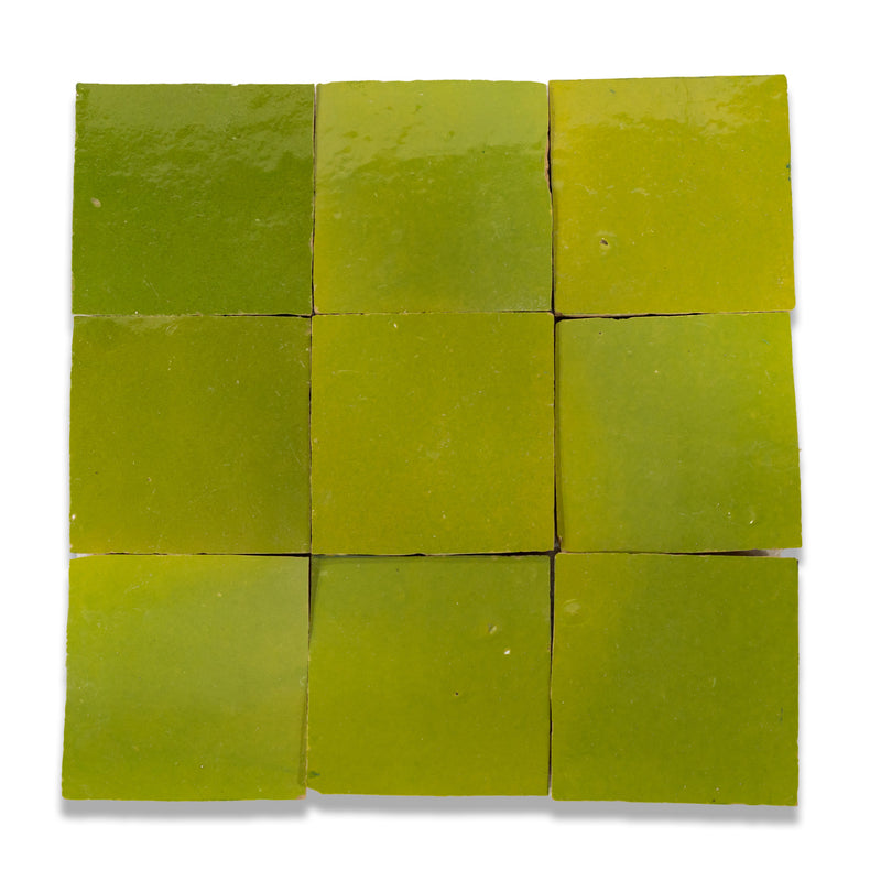 Lime Green Zellige Tile - 4x4 Square