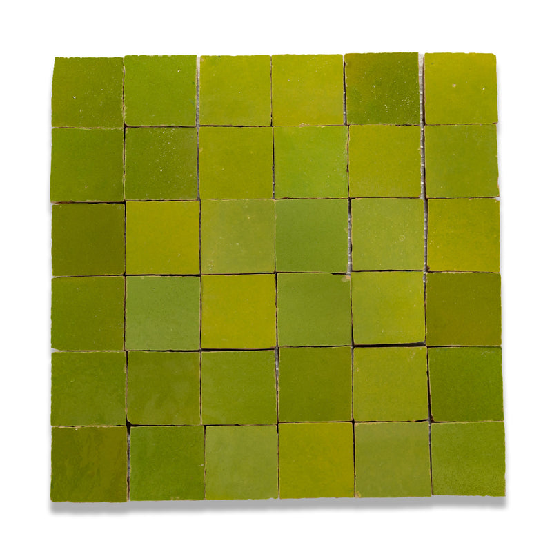 Lime Green Zellige Tile - 2x2 Mosaic