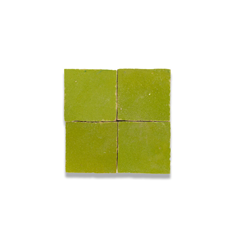 Lime Green Zellige Tile - 2x2 Mosaic