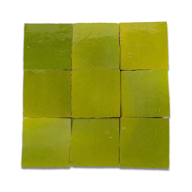 Lime Green Zellige Tile - 4x4 Square