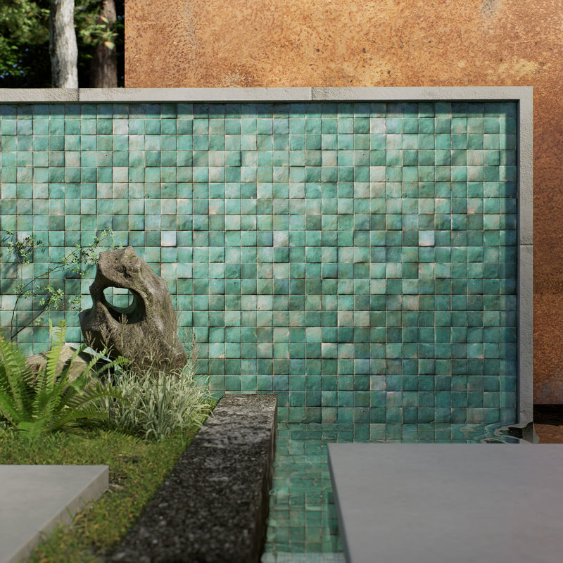 Aloe Vera Zellige Tile - 2x2 Mosaic