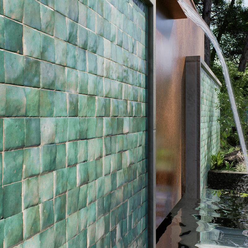 Aloe Vera Zellige Tile - 2x2 Mosaic