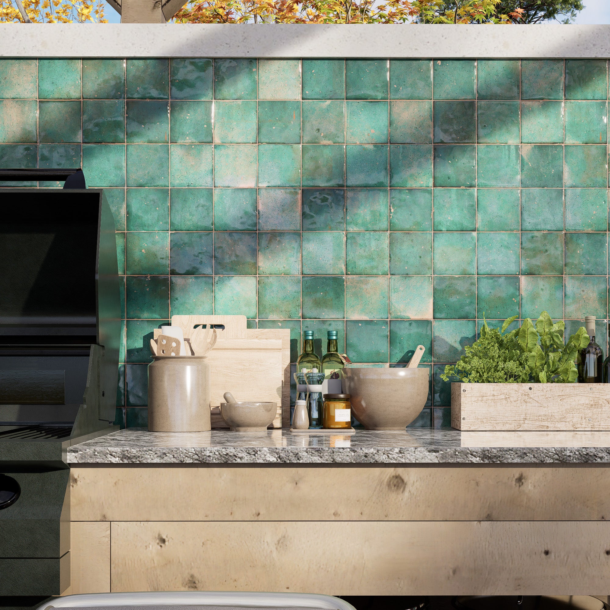Aloe Vera Zellige Tile - 4x4 Square – LiLi Tile