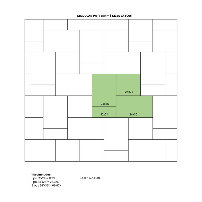 Chai Porcelain Pavers Modular Pattern 3/4″