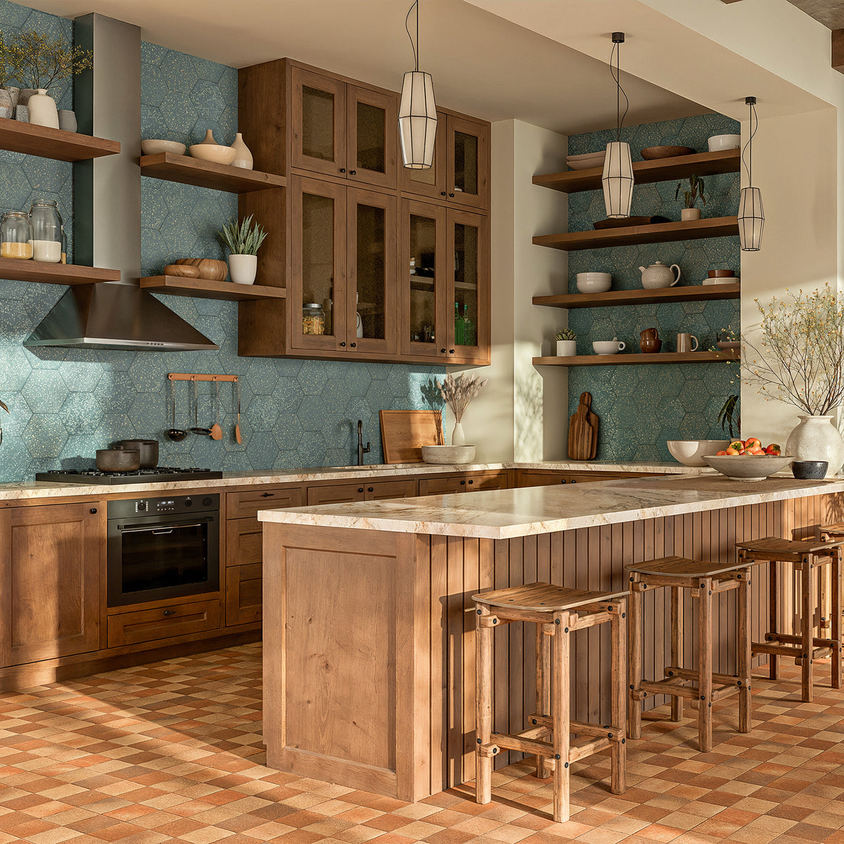 4.5x4.5 Terracotta Red Clay & 8x9 Hexagon MP-5 Kitchen - Square #2.jpg